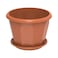 Cosmoplast Hexagonal Flower Pot With Tray Brown 35cm