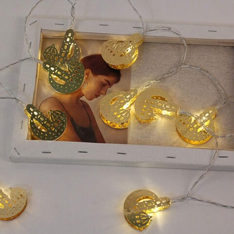 Generic LED Muslim Ramadan String Lights Golden Wrought Iron Moon Castle Light Decoration Fairy Light String For Festival Party Bedroom Birthday (Warm White, 1.65M 10Leds)