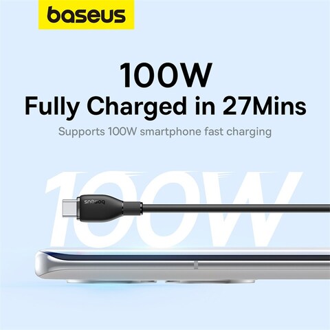 Baseus 100W USB A To USB C Charger Cable,(1.2M) 6A PD Fast Charging Data Cable Type C Cable For iPhone 15/15 Plus/15 Pro Max/MacBook Pro Samsung S22/21/20/Note20 And All Type-C Mobile Phone Black