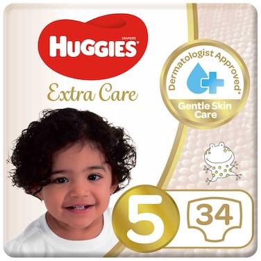 Huggies Extra Care Diapers Size 5 12-22kg Economy Pack 34 Diapers