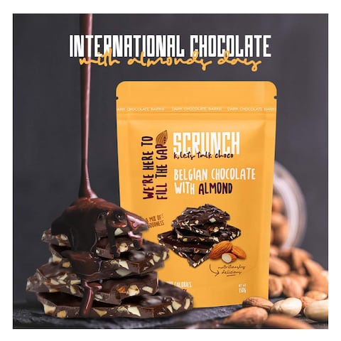 Scrunch Almond Dark Chocolate - 150 grams