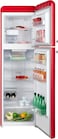 Hoover 326L Top Mount Retro Style Refrigerator, Total No Frost Designt, Fresh Room, Humidity Control, Metal Texture Handle, Bottle Rack, Red, HTR-M326-RR