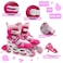 EASY FUTURE Inline Skates Adjustable Size Roller Skates with Flashing Wheels Children Skate Shoes Including Protective Gear Knee Elbow Wrist Pink Small (31-34)