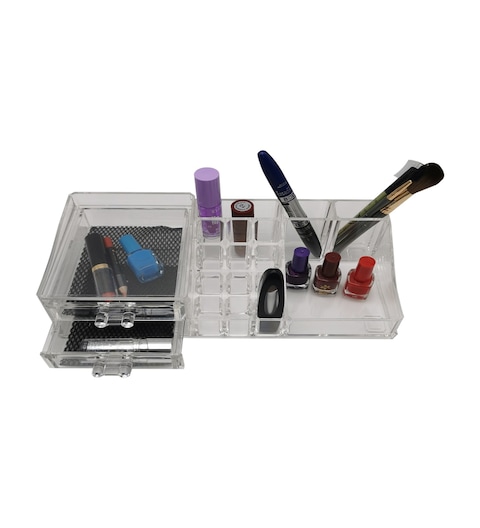 Makeup Desk Organizer with Drawers, Jewellery Display Storage Box, Clear Acrylic Cosmetics Lipsticks Holder Box, for Lipstick, Brushes, Lotions, Eyeshadow, Nail Polish Jewelry