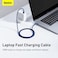 Baseus 100W 4ft USB C To USB C Cable Fast Charge Nylon Braided Type-C Cable for iPhone 15 Pro/iPhone 15 Pro Max/iPhone 15 Plus/iPad Air/iPad/MacBook Samsung S23/Huawei/Xiaomi And Many More Blue Blue