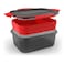 M-Design Lunch Set - 1.1L Lunch Box with 500ml Water Bottle and 3-Piece Cutlery Set - Smoke/Red