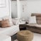 In House Round Decorative Linen Bean Bag - 70x25 cm - Beige