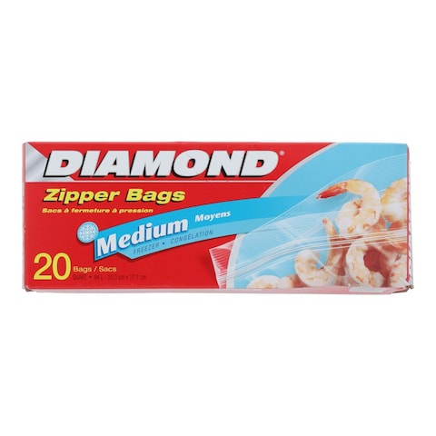 Buy Diamond Bag Zipper Freezer Medium  20 Bags in Kuwait