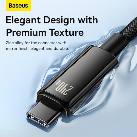 Baseus 240W PD 3.1 5A QC 4.0 Fast Charging USB C to USB C Cable, Zinc Alloy Nylon Braided Type C to Type C Data Cable for iPhone 15 Series, Samsung S24/S23 Note 10 iPad Pro MacBook Pro Pixel 3M-Black