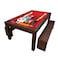 Simbashoppingmea - 7 Ft Pool Table And Dining Table With Container Benches Full Accessories &ndash; Rich Red