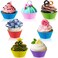 Excefore Silicone Cupcake Cases 42 pcs Silicone Cupcake Baking Cups, Non-Stick Heat Resistant Cake Molds Ice Cube Molds for Making Muffin Chocolate Bread - 6 Shapes