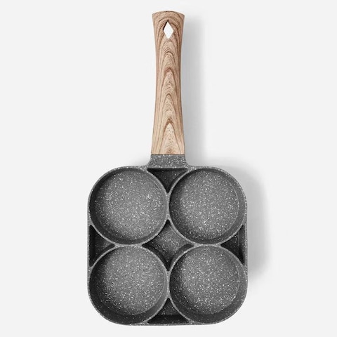 Aluminum + Bakelite Four-hole Non-stick Egg Frying Pan Ham Breakfast Pan Omelet Pan Pot Induction Cooker Type Household Items