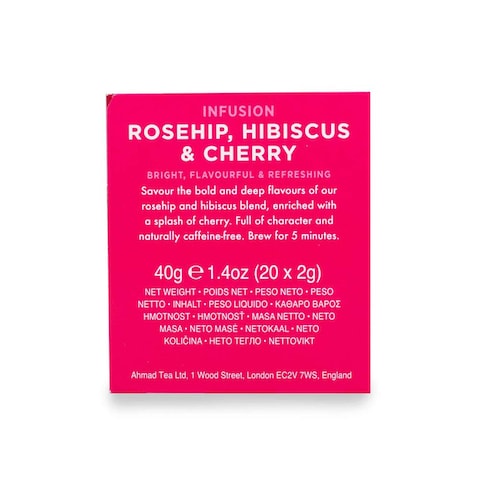 Ahmad Tea Rosehip Hibiscus and Cherry Herbal Tea - 20 Foil