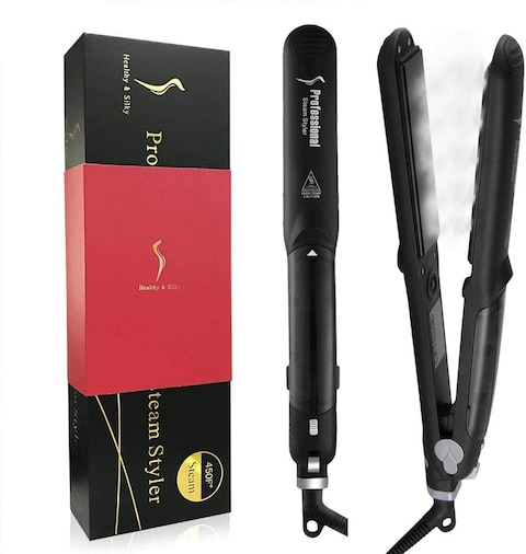 Mcrine Straighteners For Hair, Professional Salon Ceramic Tourmaline Vapor Steam Flat Iron Hair Straightener, Dual Voltage 2 In 1 Straightening Curling, Led Display With Adjustable Temp