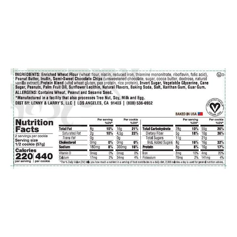Lenny and Larry&#39;s Keto Peanut Butter Chocolate Chip Cookie, 113g