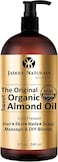 Jadole Naturals The Original Gold Label Organic Sweet Almond Oil USDA Certified For Skin Hair Scalp Massage 240 ml