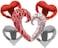 Party Time 5pcs Valentines Day Balloon Set of Jumbo Heart Foil Balloon, Silver &amp; Red Heart Balloons For Anniversary D&eacute;cor, Proposal D&eacute;cor, Wedding D&eacute;cor, Valentines Day Decorations