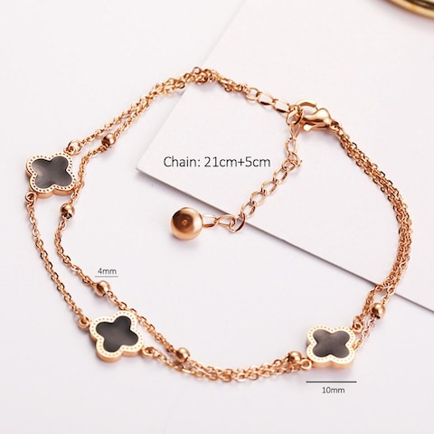 Aiwanto Two Layer Anklet Rose Gold Ankle Chain for Girl&#39;s