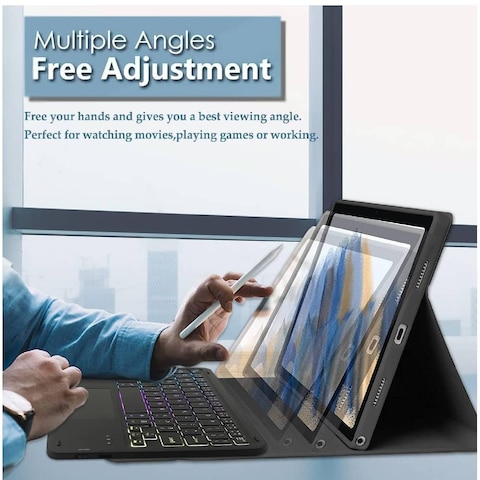 Touch Case With Keyboard For Samsung Galaxy Tab A9 Plus 11&quot;, 2023, Multi-Touch Trackpad -Detachable Wireless-Pen Holder Tablet Keyboard Cover For Samsung Tab A9+