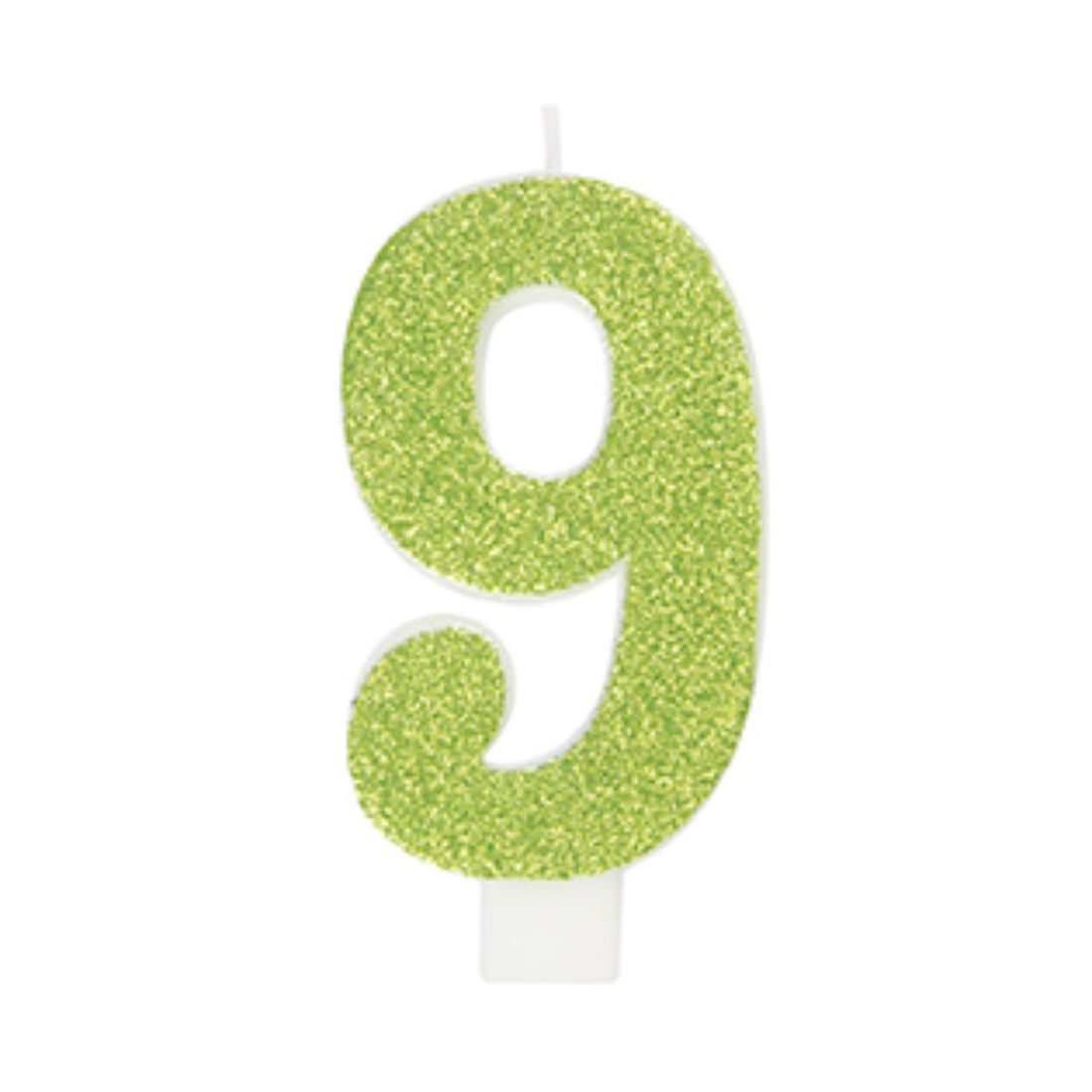Unique Number 9 Glitter One Side Printed Candle