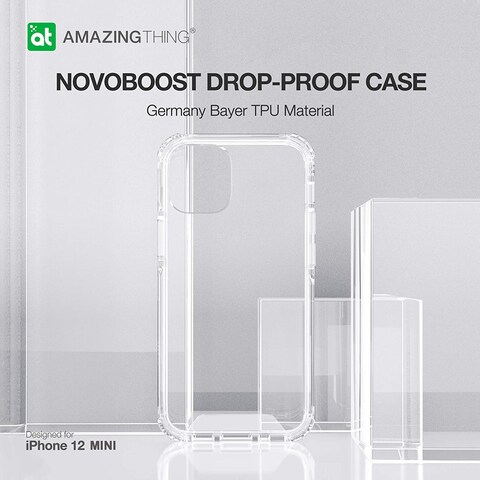 Amazing Thing NOVOBOOST Drop Proof Anti Microbial designed for iPhone 12 Mini case/cover (5.4 inch) - Clear