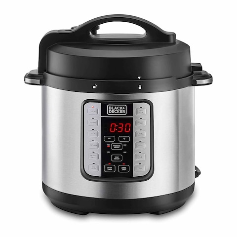 Black and Decker 7 in 1 Electric Smart Steam Pot 1000W - 6.0 L - Black/Silver - PCP1000-B5