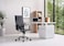 Karnak Modern Executive Office Chair High-Back Faux Leather Premium Quality 360 Swivel Desk Chair Stainless Steel &amp; Adjustable Height, Lumber Support (Black)