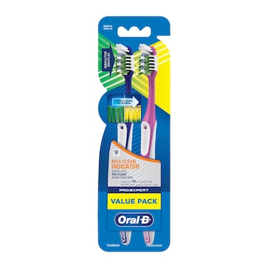 Oral-B Pro-Expert Max Clean Indicator Manual Toothbrush Medium Value Pack 2 PCS