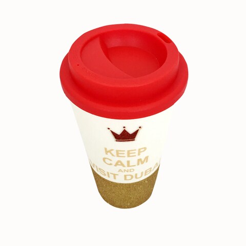 Tumbler &lsquo;Keep Calm and Visit Dubai&#39; Design with Glitters and Stones for Hot and Cold Beverages 16oz