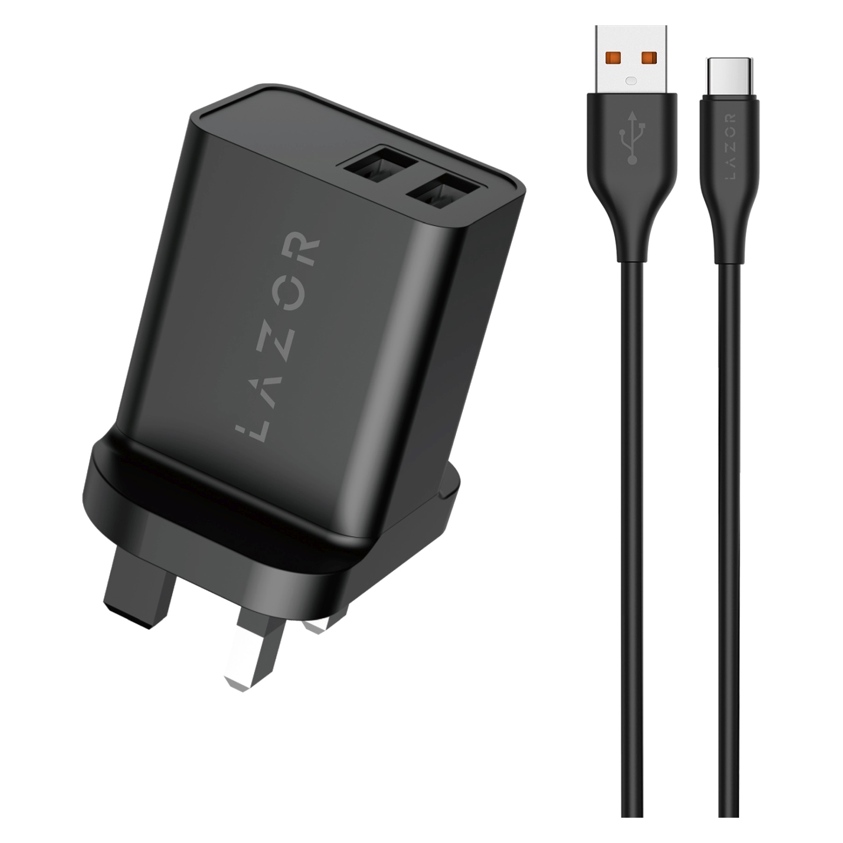 Lazor Vital Fast Charging Power Adapter With Type-C Cable AD29-T Black 1m