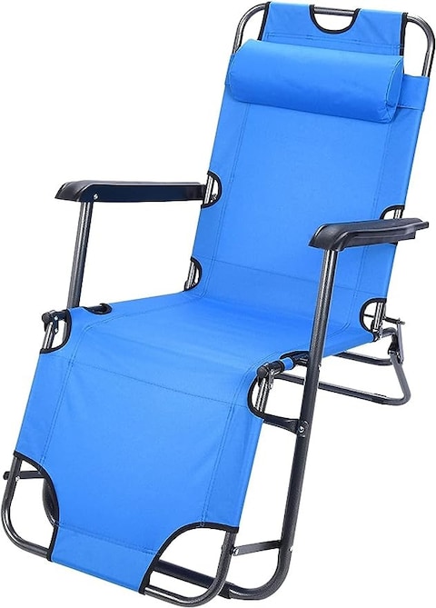 Egardenkart reclinable Camping Chair, Folding Camping Chairs for Adults with Armrests, Lightweight Portable for Beach, Perfect for Caravan trips, BBQs, Garden, Picnic,(Blue), Large