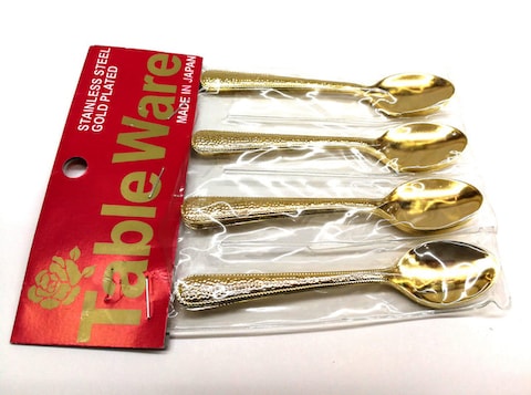 Generic 12-Piece Gold Plated Tea Spoon Set Gold 10 cm - Japan