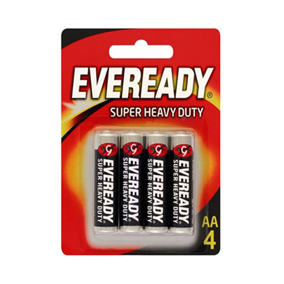 Eveready Alkaline Battery Super Heavy Duty AA 4 Batteries Black