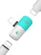 Generic - 2-In-1 Interface Mini Dual Lightning Splitter Adapter Blue/White
