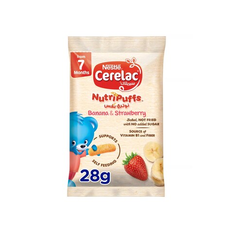 Nestle Cerelac Nutripuffs Banana &amp; Strawberry Stick 28gr