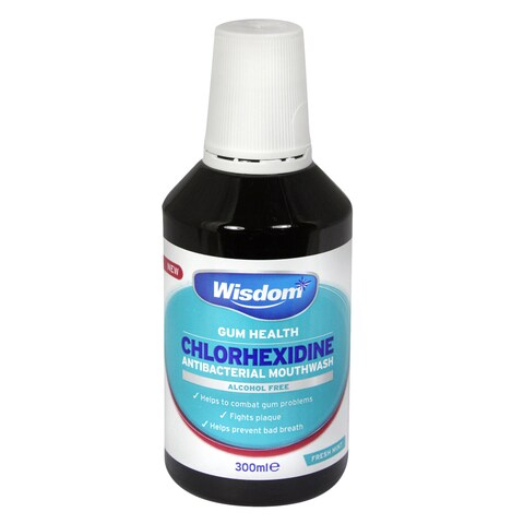 Wisdom Fresh Mint Chlorhexidine Alcohol Free Antibacterial Mouthwash 300ml