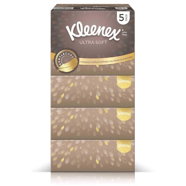 Kleenex Ultra Soft Premium Facial Tissues Pack of 5 Boxes 96 Sheets X 3 Ply