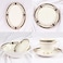 XIANGYU Dinner Set Porcelain Gold, 32pcs tea set; (12)pcs tea cup/saucer, (6) 10'5 flat plate, (6) 7'5 flat plate, (6) 6' salad bowl, (1) 6' salad bowl, (1) 14' oval plate. New Ceramic Bone China, The