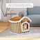 Cat house with removable cushion and anti-slip bottom, Comfortable winter warm cat hide-out for indoor cats, Suitable for small and medium pets, Machine-washable cat bed 55 cm (Brown)