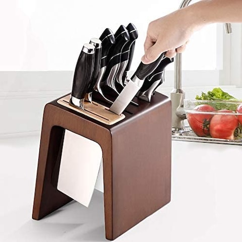 Aiwanto Wood  Knife Holder Kitchen Chef Knife Block Kitchen Storage Knife Stand Organizer