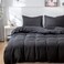 Luna Home Premium King Size 6 Pieces Bedding Set Without Filler, Plain Black Color
