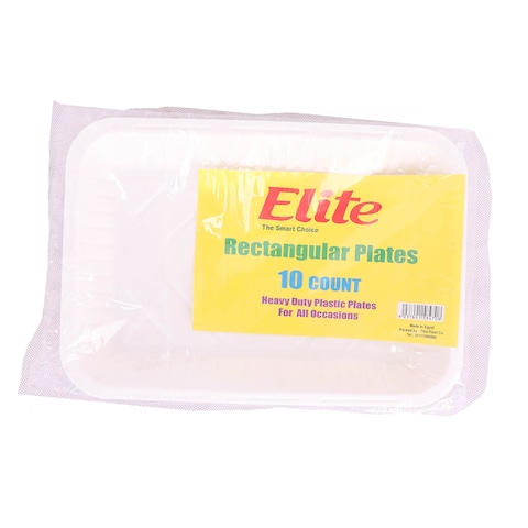 Tiba Elite Plastic Plates Rectangular - 10 Count