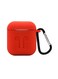 Generic Thickened Silicone Protective Case For AirPods With Carabiner Red