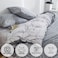 LUNA HOME Queen/Double size 6 pieces, Reversible Design Grey and White Sakura Duvet cover without filler.