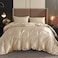 Luna Home Silky Satin, King Size 6-Piece Bedding Set, Plain Beige Color