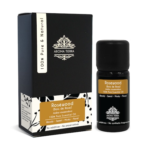 Aroma Tierra - Rosewood Essential Oil (Bois De Rose) - Aroma Tierra - 100% Pure &amp; Natural - 10Ml