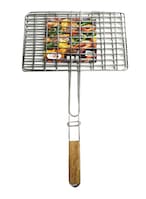 Buy Bita Stainless Steel Bbq Grill Silver/Brown 37 X 23Centimeter in UAE