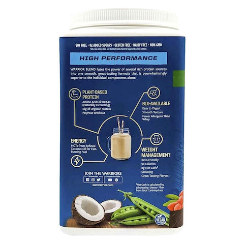 Sunwarrior Organic Protein Warrior Blend Chocolate Flavour Dietary Supplement 750g