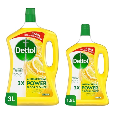 Dettol 3X Antibacterial Power Floor Cleaner Lemon 3L+1.8L