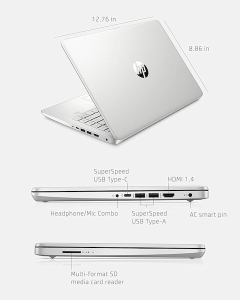 HP 14 Laptop, 11th Gen Intel Core i3-1115G4, 4 GB RAM, 128 GB SSD Storage, 14-inch Full HD Display, Windows 10 in S Mode, Long Battery Life, HP Fast-Charge, Thin &amp; Light Design (14-dq2020nr, 2021)